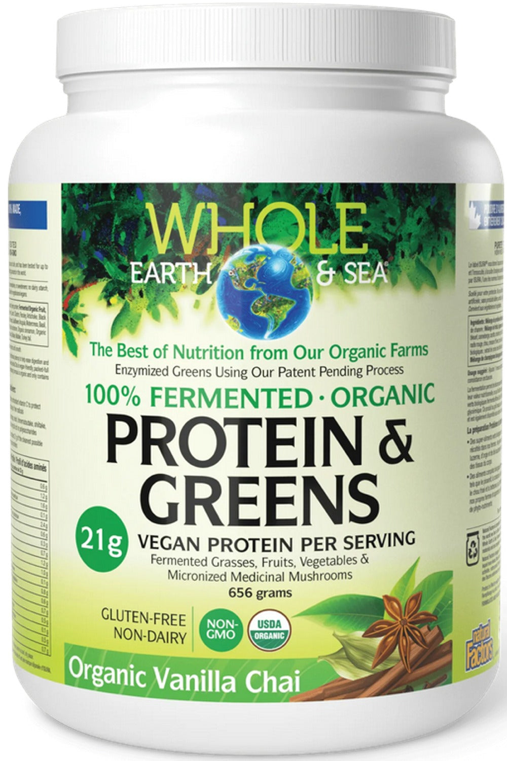 WHOLE EARTH & SEA Fermented Organic Protein & Greens (Vanilla Chai - 656 g)