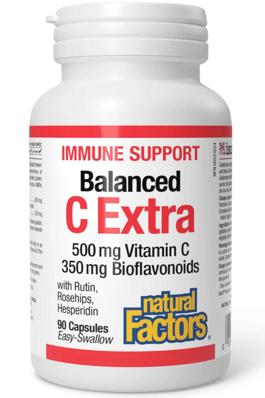 NATURAL FACTORS Balanced C Extra (500 mg C  / 350 mg Bioflvonoids - 90 caps)