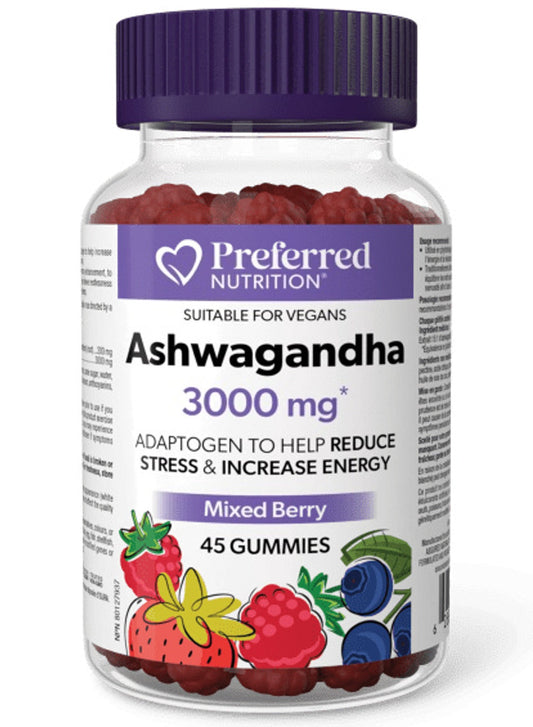 PREFERRED NUTRITION Ashwaganda (3000 mg - 45 gummies)