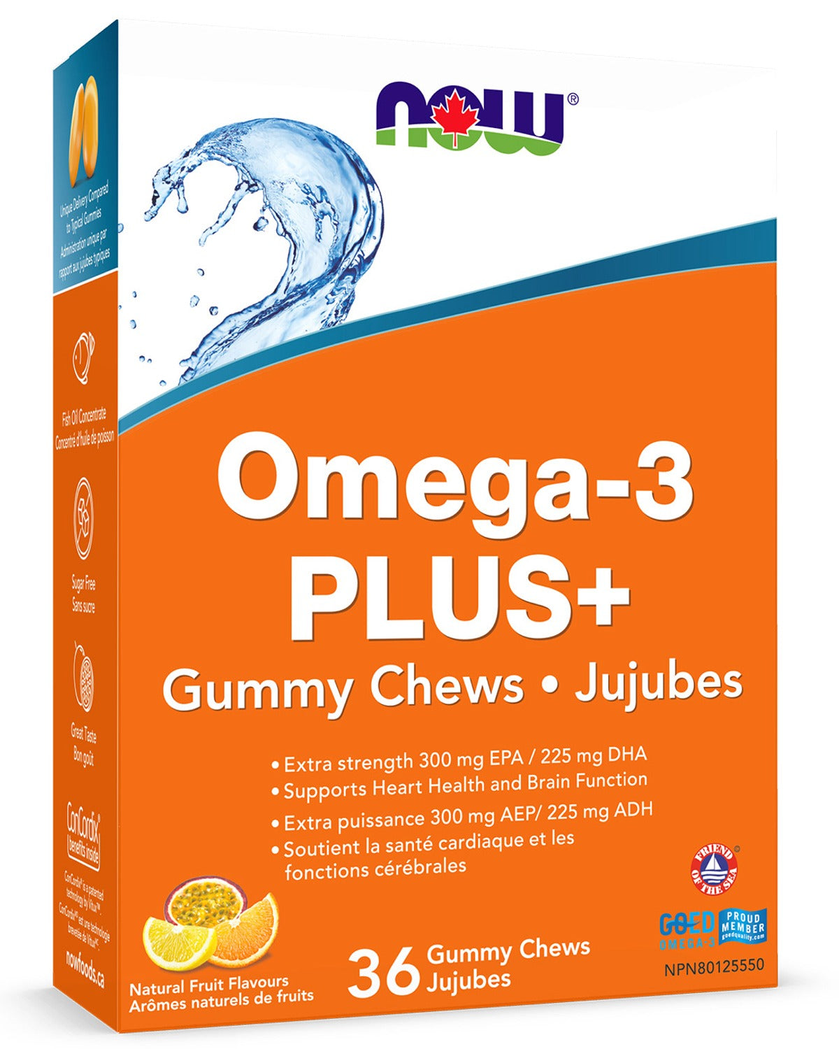 NOW Omega 3 PLUS Gummy Chews (Citrus Fruit Flavour - 36 pk)