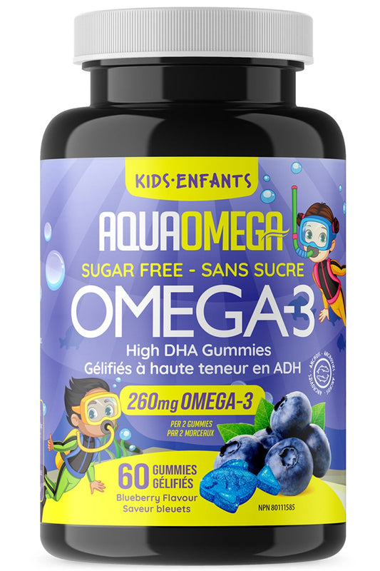 AQUAOMEGA Kids High DHA (Sugar Free Blueberry - 60 ct)
