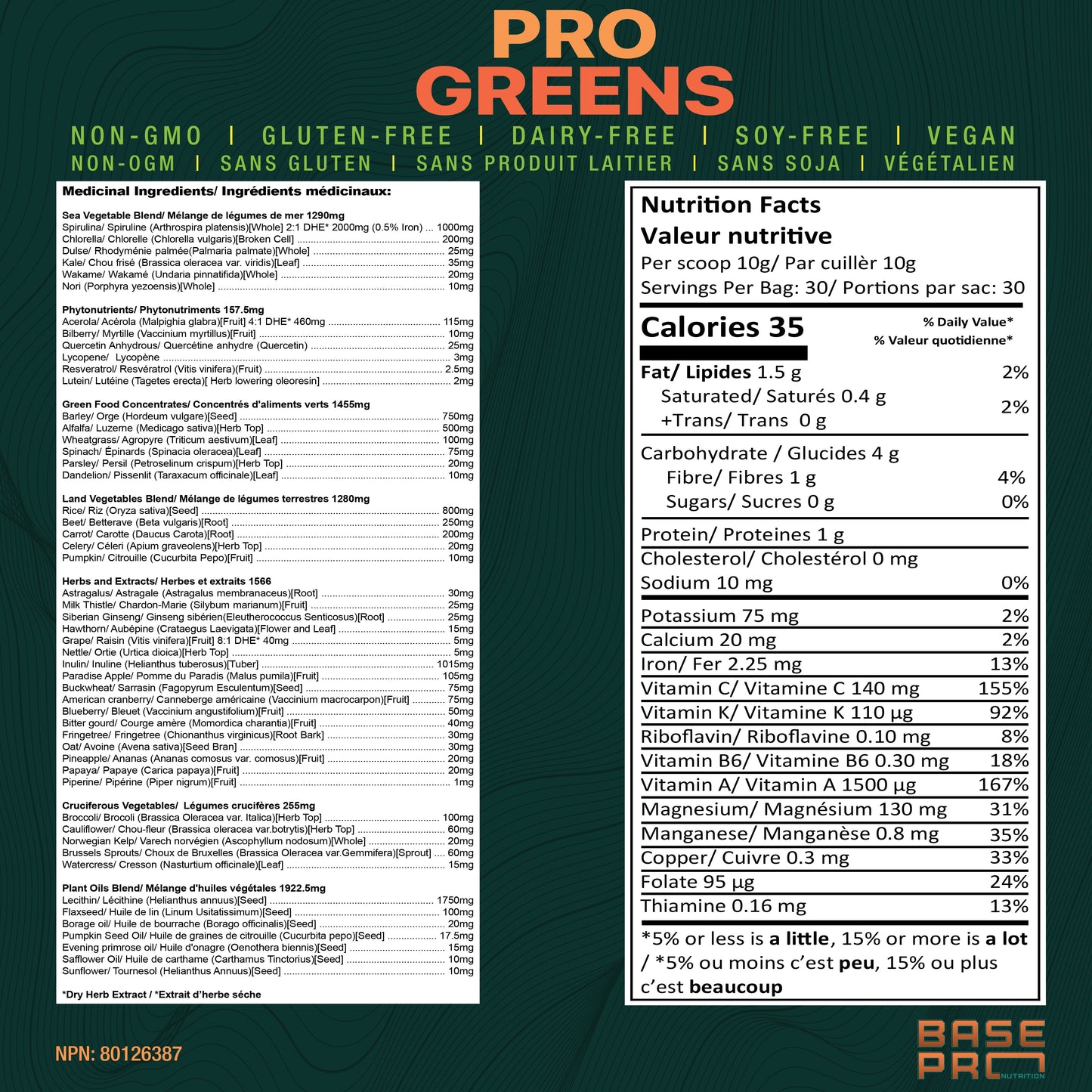 BASE PRO NUTRITION Pro Greens (Peach - 300 grams)