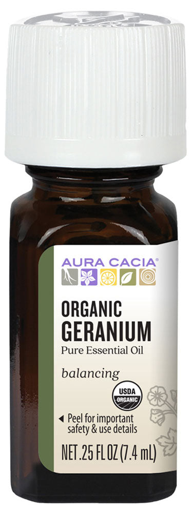 AURA CACIA Geranium Organic Essential Oil  (7.4 ml)