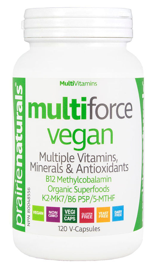 PRAIRIE NATURALS MultiForce Vegan Multiple Vitamin & Mineral (120 veg caps)