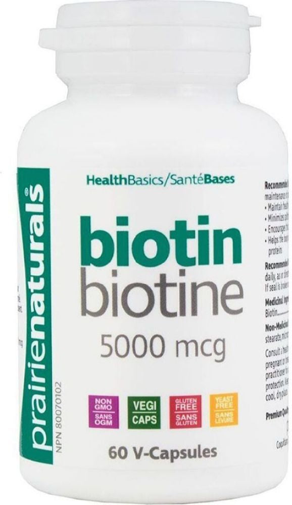 PRAIRIE NATURALS Biotin ( 5,000 Mcg - 60 veg caps )