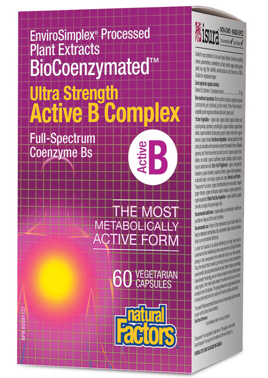 NATURAL FACTORS Biocoenzymated Ultra Strength Active B Complex (60 veg caps)