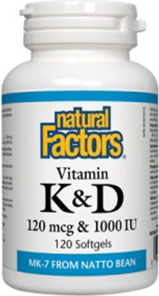 NATURAL FACTORS Vitamin K & D (120 mcg / 1,000 IU - 120 sgels)