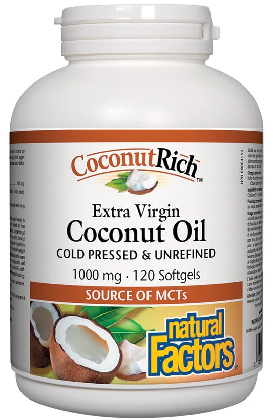 NATURAL FACTORS CoconutRich Extra Virgin Coconut Oil (1000mg - 120 sgels)