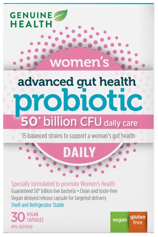 GENUINE HEALTH Advanced Gut Health Probiotic Women's Daily (50 Billion CFU - 30 caps)