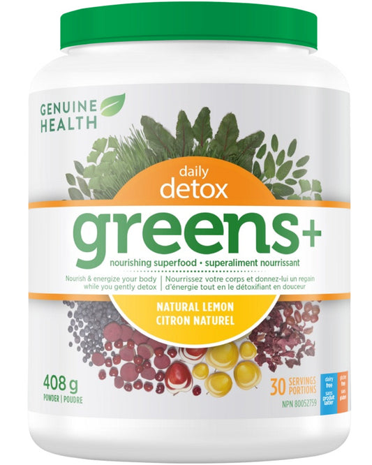 GENUINE HEALTH Greens+ Daily Detox (Natural Lemon - 408 gr)