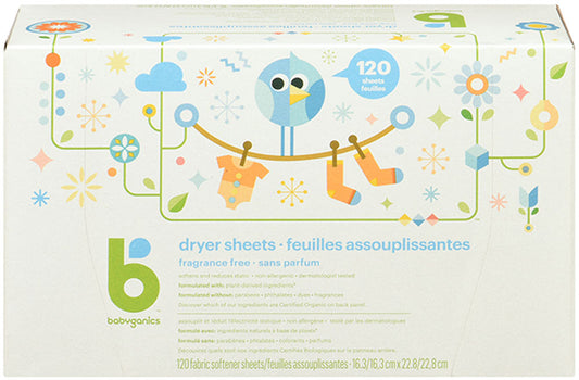 BABYGANICS Dryer Sheets - Fragrance Free