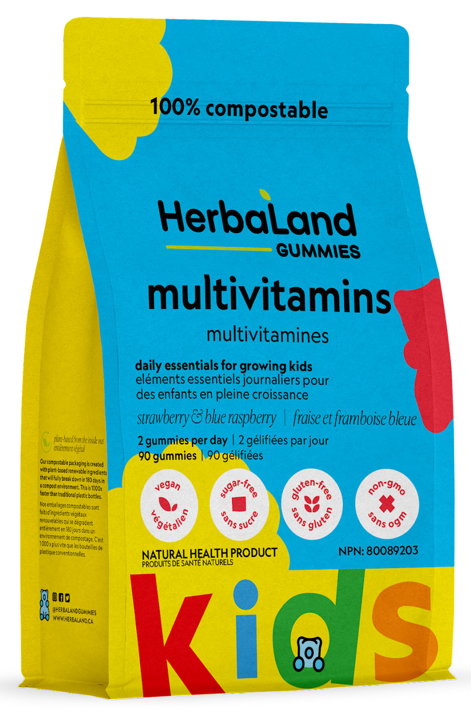 HERBALAND Multivitamins Gummies for Kids (Mixed Berry - 90 gummies)