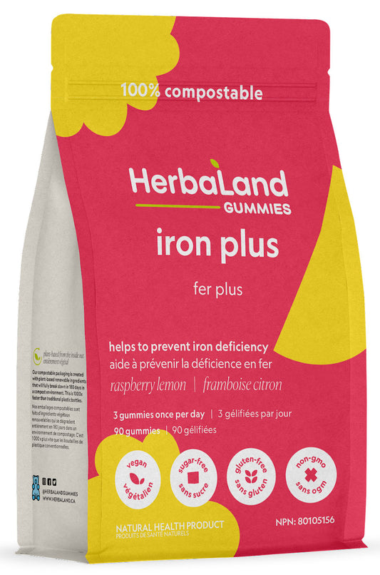 HERBALAND Iron Plus (Raspberry Lemon - 90 gummies)