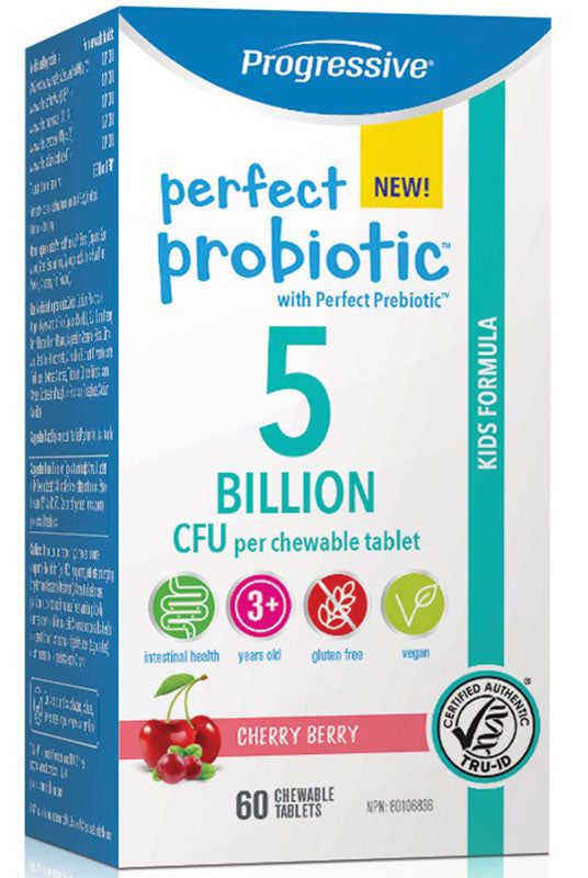 PROGRESSIVE Perfect Probiotic for Kids 5 Billion (Cherry Berry - 60 chews)